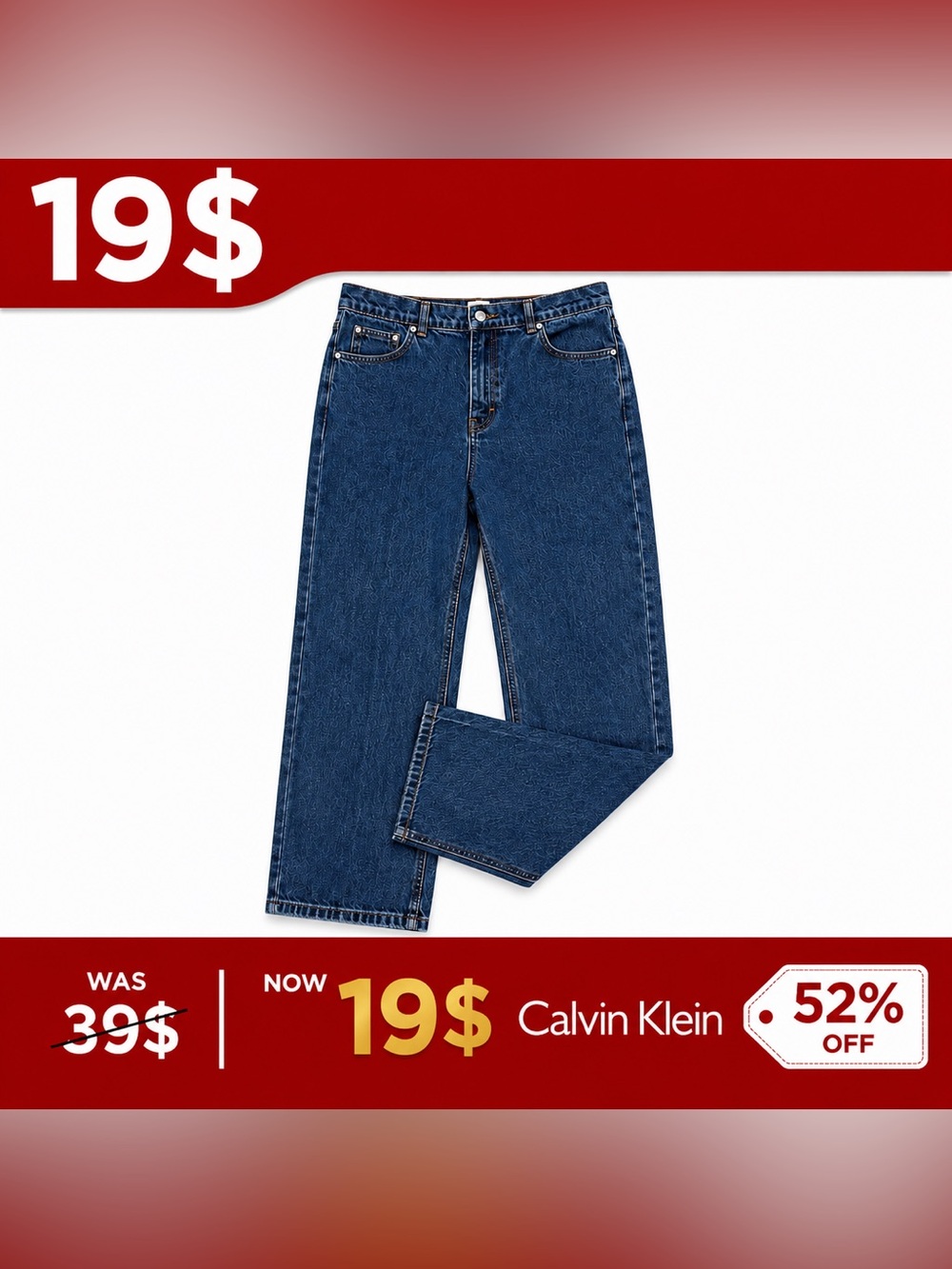 Calvin Klein Bootcut Jeans 35x30 Rinse Wash Size 13